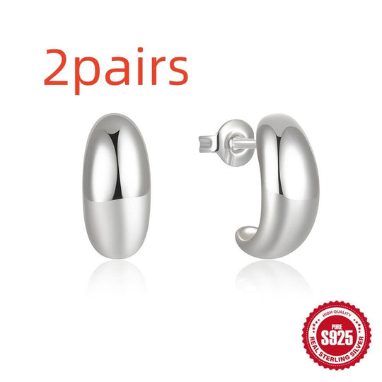 925 Sterling Silver C - Shaped Glossy Metal Earring Ringstud EarringApparel & AccessoriesCJdropshippingMedSurgery Store For Digital HealthCJST245134805EVSilver2pairs925 Sterling Silver C - Shaped Glossy Metal Earring Ringstud Earring