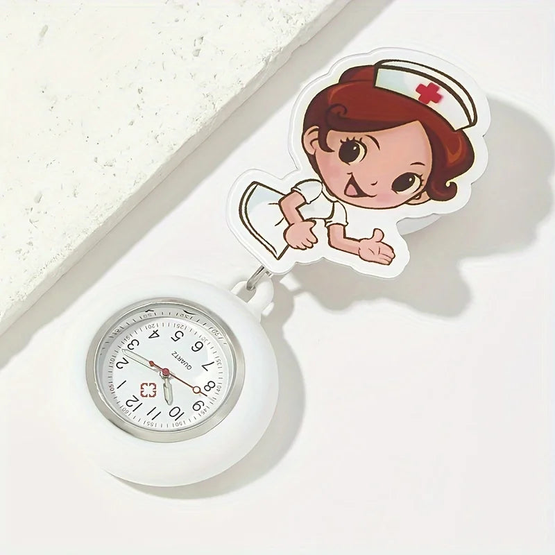 Reloj de adorable de enfermera, recargable y estirable con correa de goma