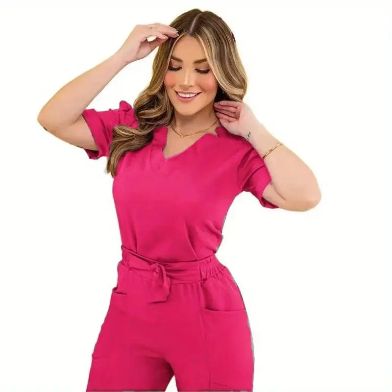Conjuntos de exfoliantes de manga corta para mujer: exfoliantes de verano, ideales para trabajos de belleza y uso en salas de operaciones CJdropshipping