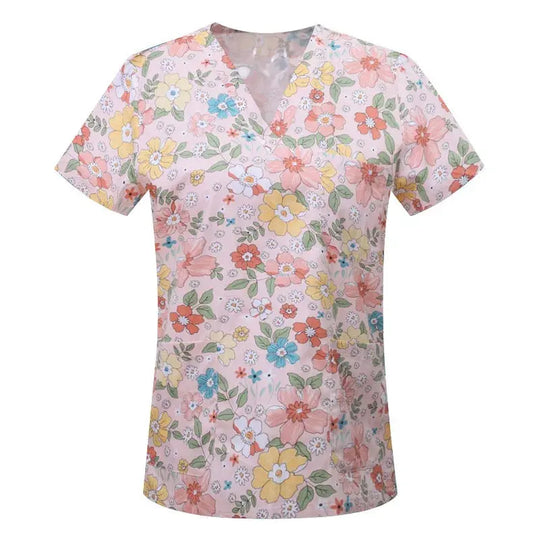Blusa de algodón con estampado de animales de dibujos animados, uniforme médico quirúrgico para clínica de mascotas, Hospital, enfermería CJdropshipping