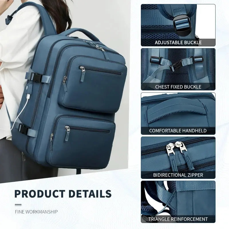 Mochila de viaje grande para mujeres y hombres, bolso de cabina, mochila impermeable multifuncional para avión con carga USB, mochila antirrobo MedSurgery Store For Digital Health