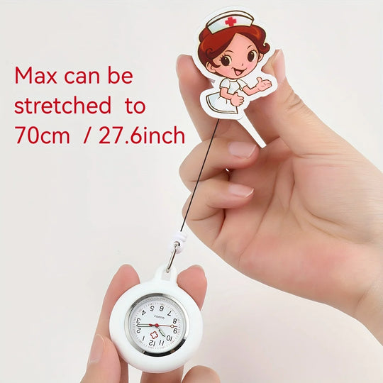 Reloj de adorable de enfermera, recargable y estirable con correa de goma