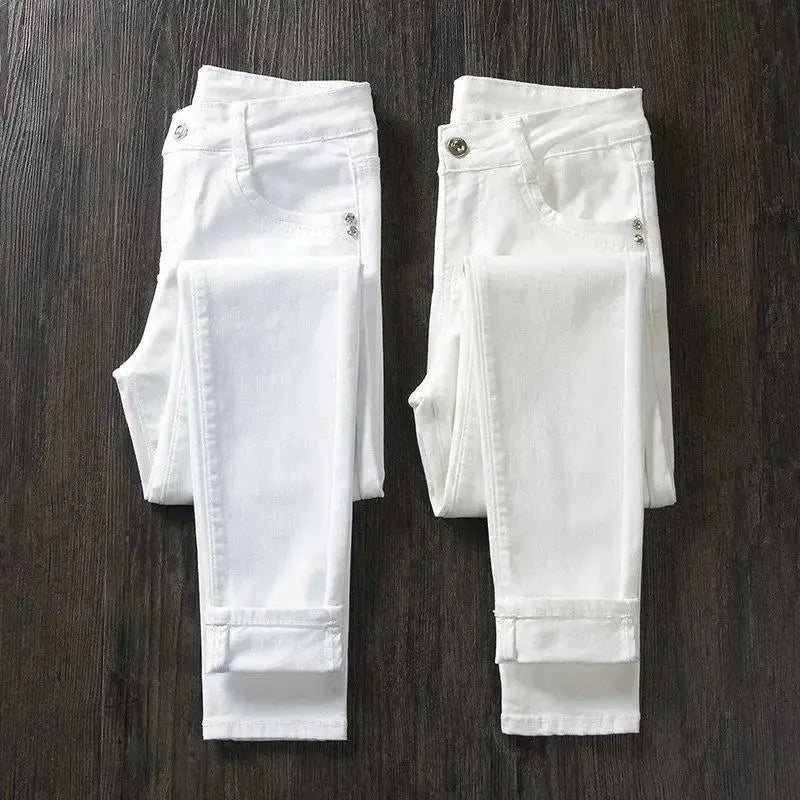 Pantalones pitillo blancos para mujer, Vaqueros largos ajustados de cintura alta, elásticos, a la moda, primavera, verano y otoño, 2022 MedSurgery Store For Digital Health