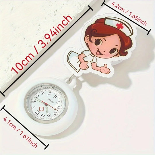 Reloj de adorable de enfermera, recargable y estirable con correa de goma