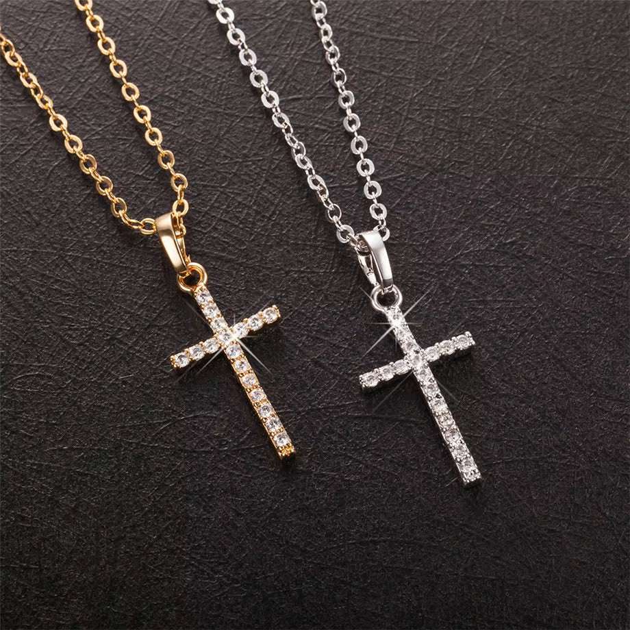 Fashion Female Cross Pendants Dropshipping Gold Black Color Stainless Steel Jesus Cross Pendant Necklace Jewelry for Men/Women