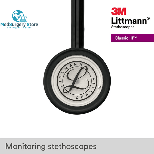 3M Littmann Classic III Monitoring Stethoscope 5620 Black Tube Stainless Stem and Headset for Doctor Nurse Health Care