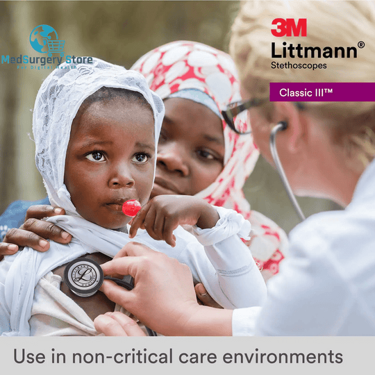 3M Littmann Classic III Monitoring Stethoscope 5620 Black Tube Stainless Stem and Headset for Doctor Nurse Health Care
