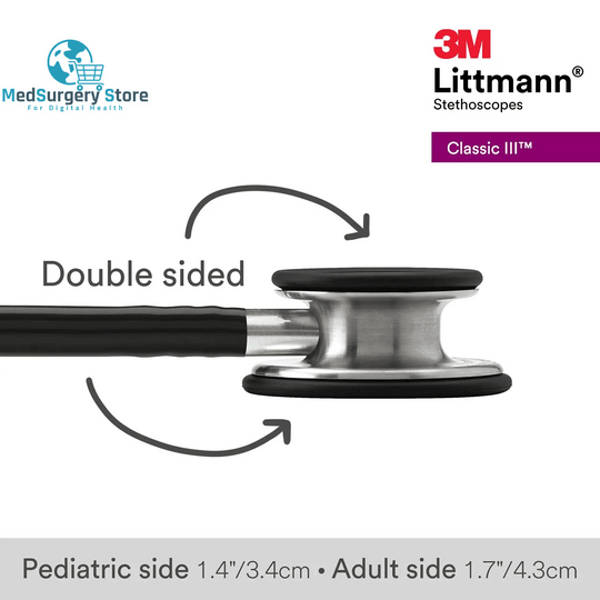 3M Littmann Classic III Monitoring Stethoscope 5620 Black Tube Stainless Stem and Headset for Doctor Nurse Health Care