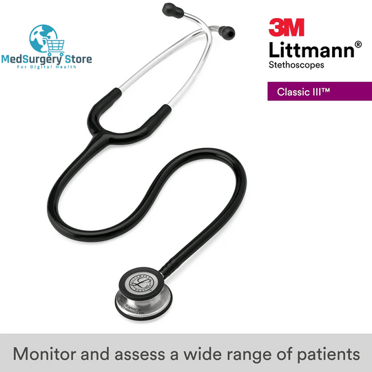 3M Littmann Classic III Monitoring Stethoscope 5620 Black Tube Stainless Stem and Headset for Doctor Nurse Health Care