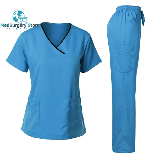 High Quality Surgical Uniform Woman Hospital Clinical Beauty Salon Spa Tops and Pants Medical Women Nursing Scrub Uniforms Sets