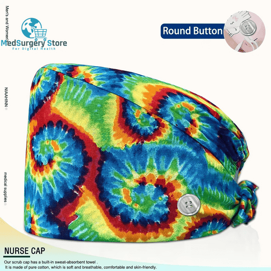 Wholesale Unisex Scrubs Cap Adjustable Cotton Printing Surgical Hats Nurse Uniform Accessories Hospital Beauty Store Work Caps